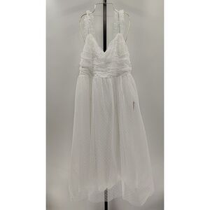 Lulu's White Swiss Dot Midi Dress